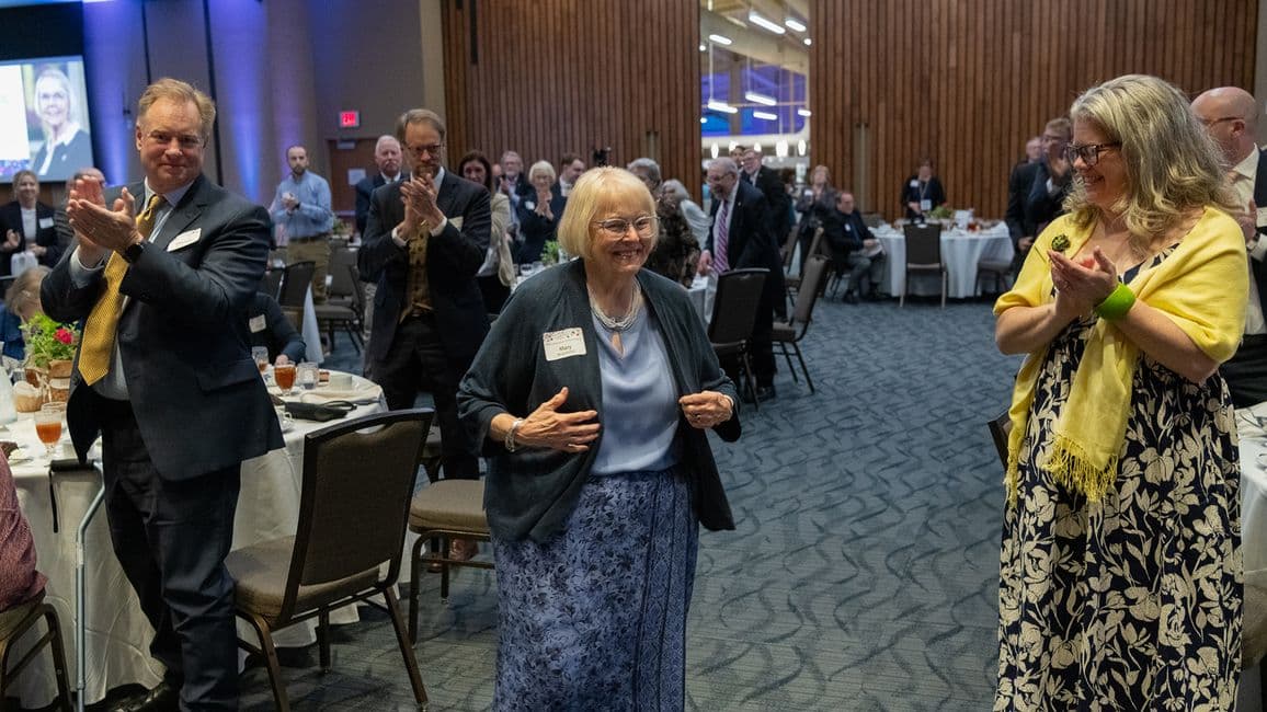 Audience applauds award recipient